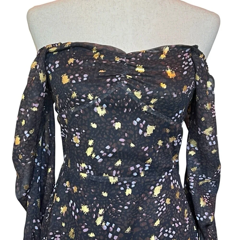 Sage The Label Floral Mini Dress Size S Sweetheart Neck Smocked Back Sheer